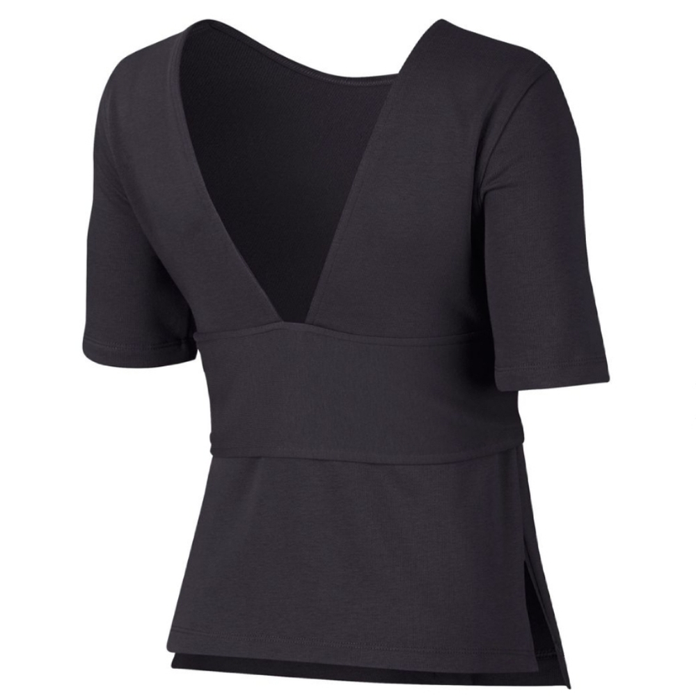NIKE WOMEN'S STUDIO SHORT SLEEVE WRAP TOP - Picture 7 of 7